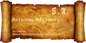 Beliczay Nándor névjegykártya